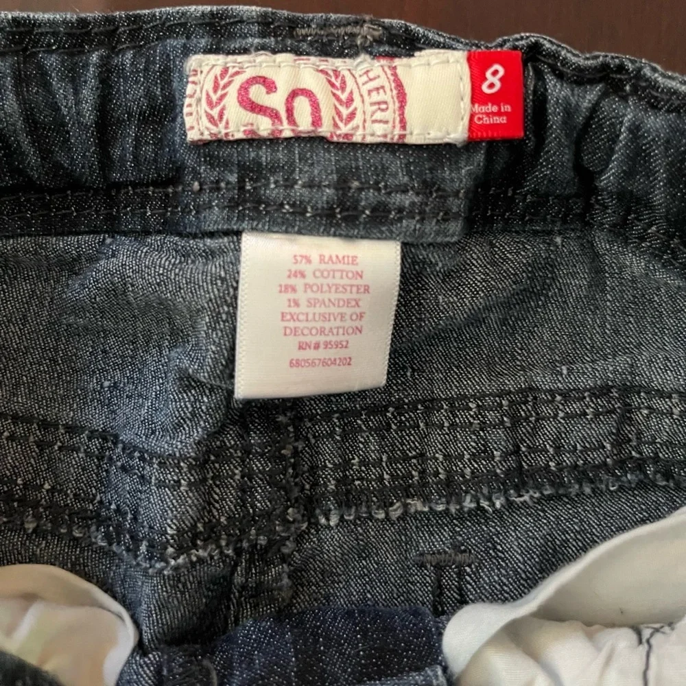 SO girls butterfly rhinestone blue jeans Size 8